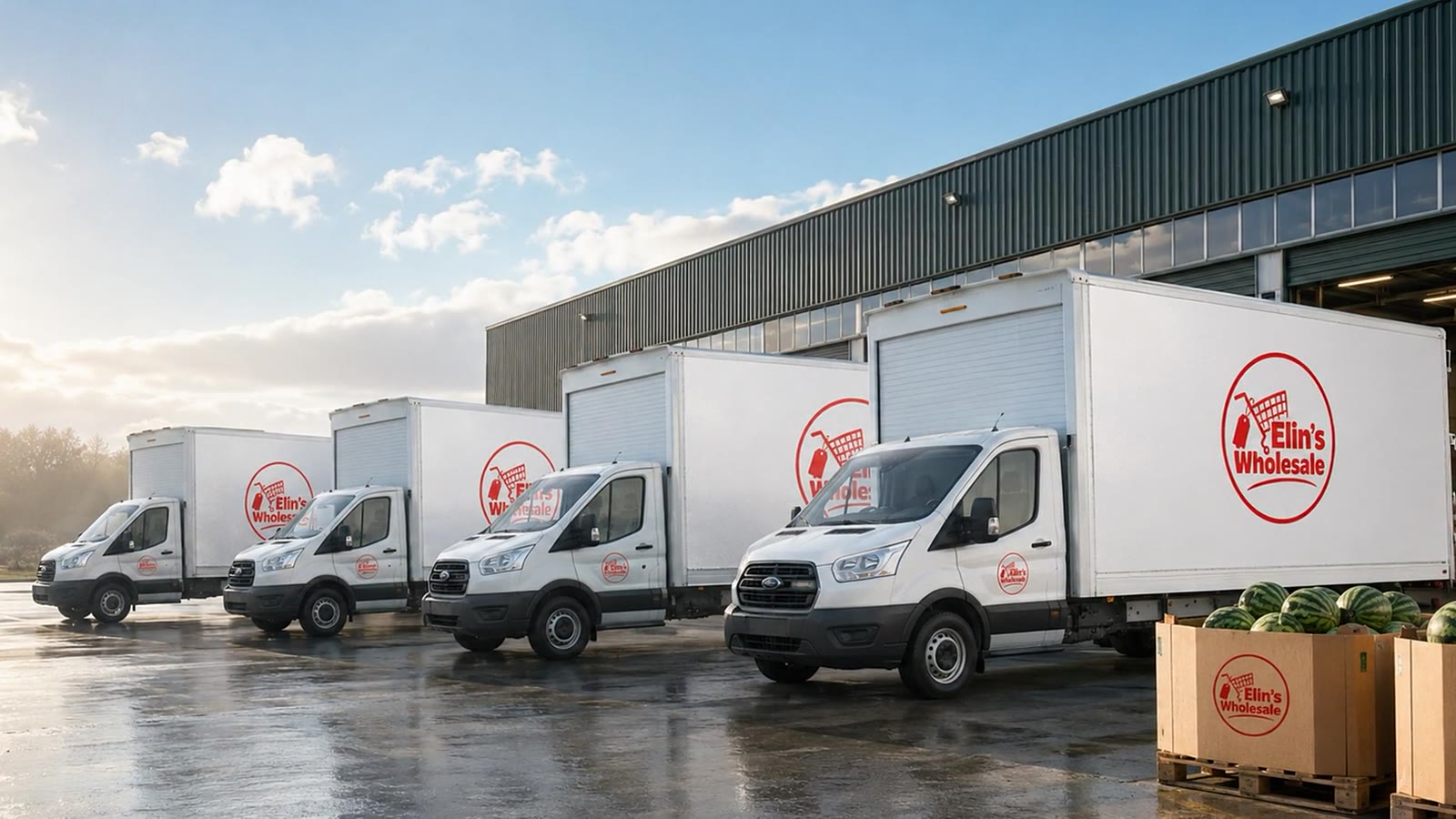 Elin's Wholesale branded kraft pallet — Loaded for the UK