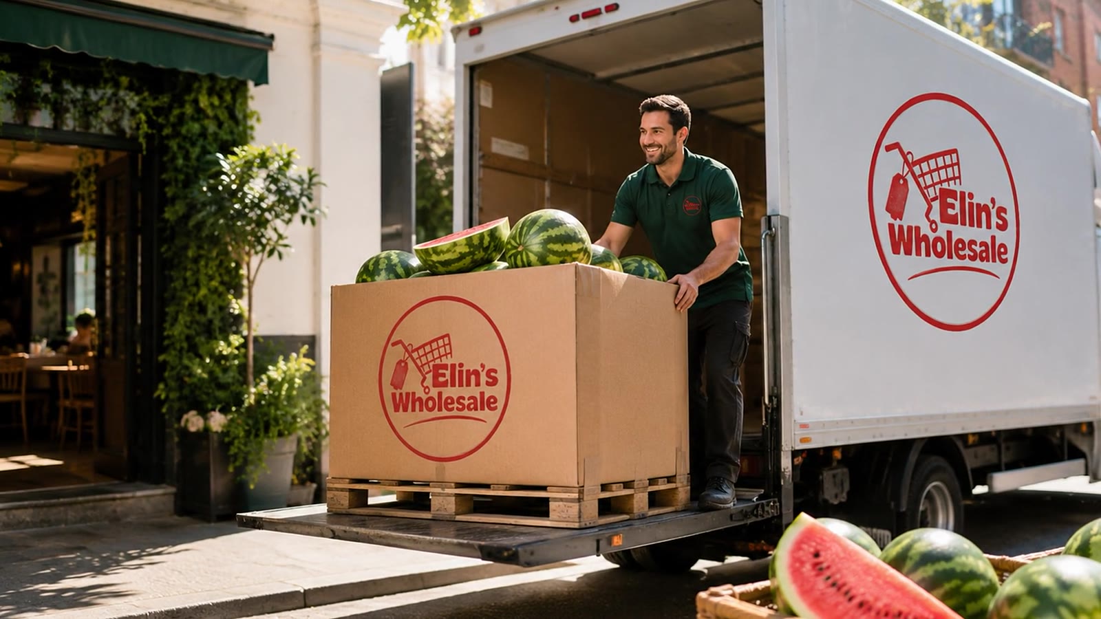 Elin's Wholesale branded kraft pallet — Delivered as One Pallet