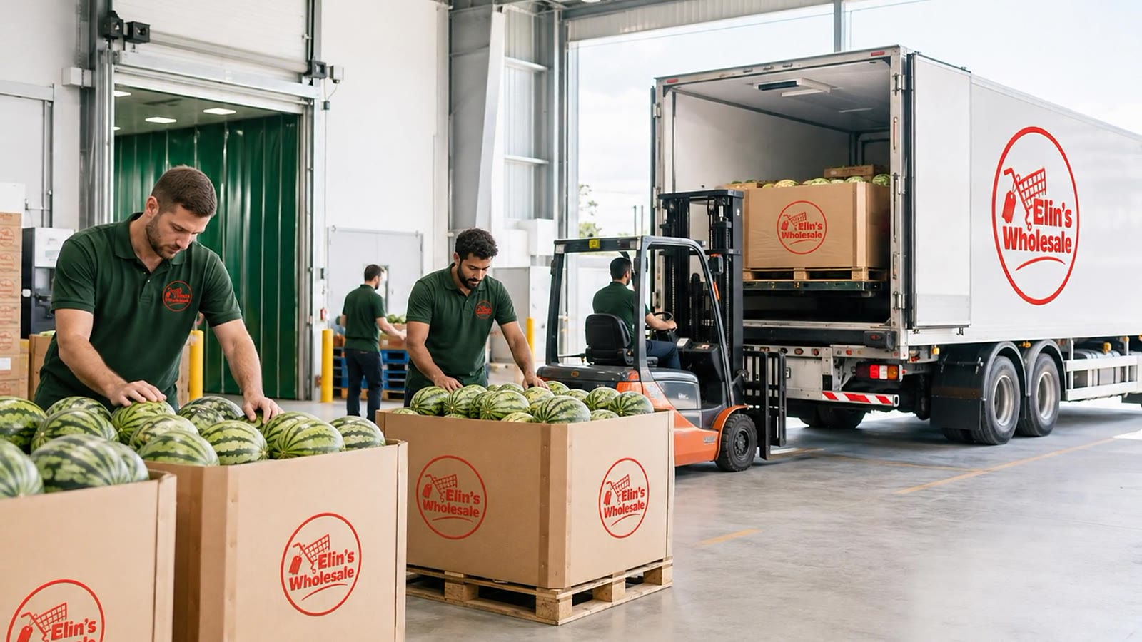 Elin's Wholesale branded kraft pallet — Palletised at Source